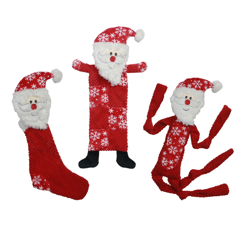 Christmas Rope Plush Chew Squeak Interactive Dog Toy Father Christmas Elf Reindeer set - 3pcs