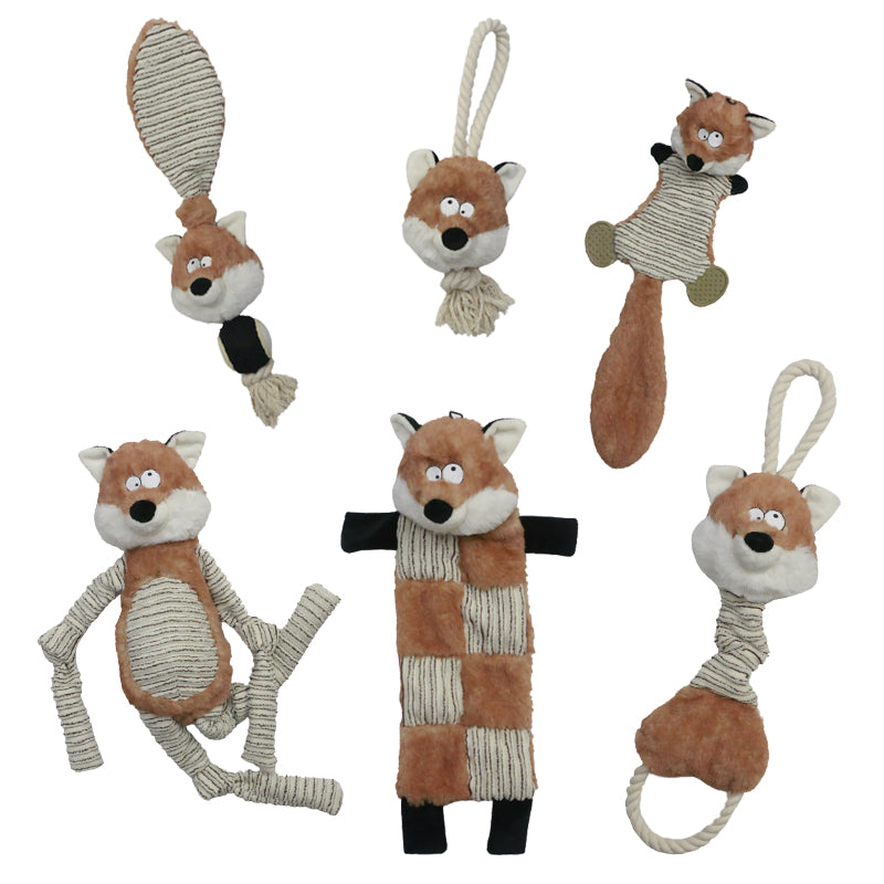 Stuffed animals rope chew squeak interactive dog plush toy pet gift set - 6pcs